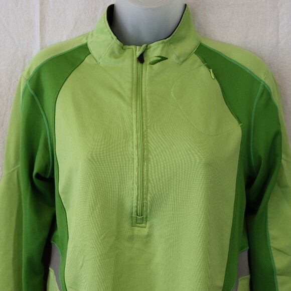 Brooks Green Athletic Track Jacket Pullover 1/4 Zip Small WL630 - Picture 2 of 12
